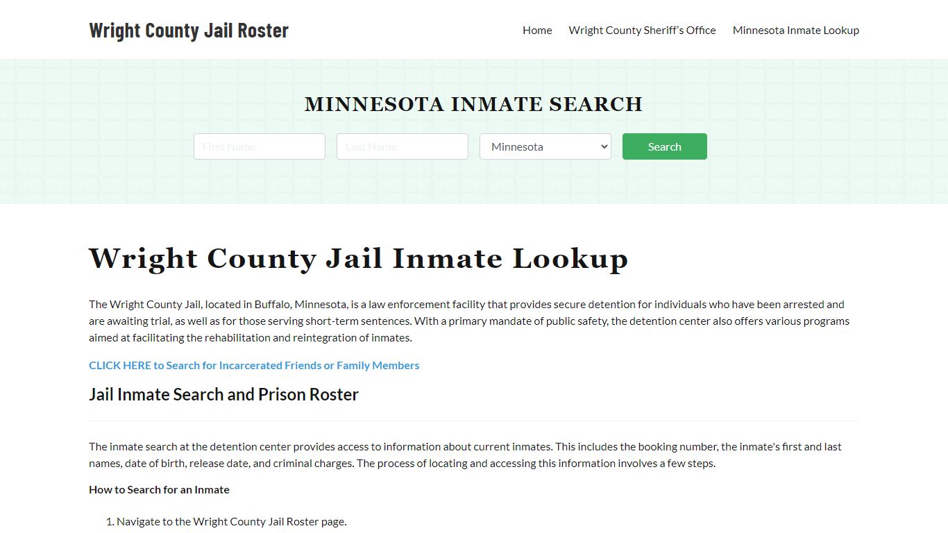 Wright County Jail Roster Lookup, MN, Inmate Search